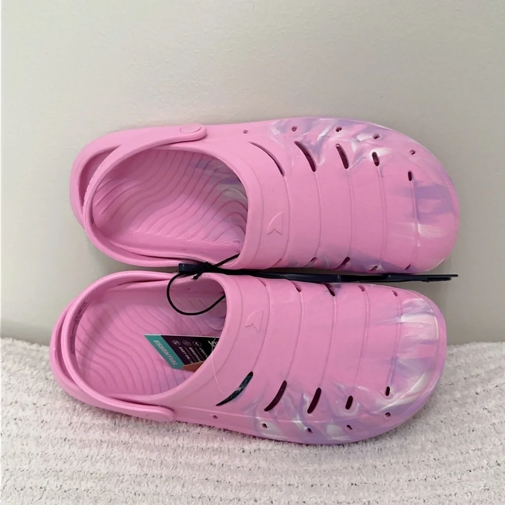 Kids Pink Water-Ready Clog Sandals with Marbled Accents